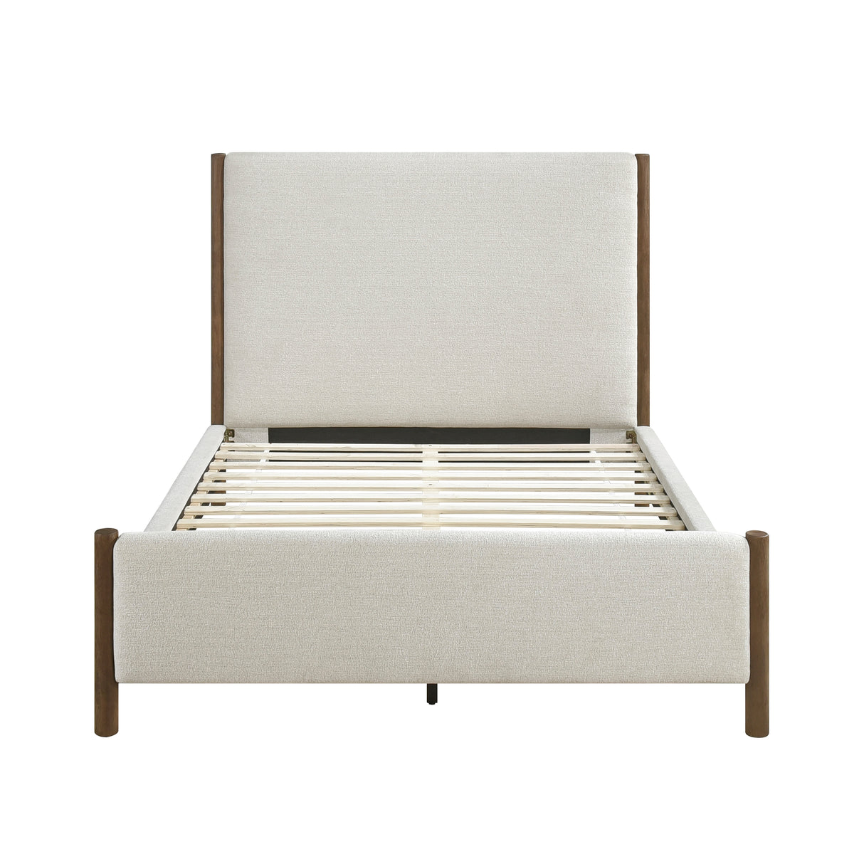 Julian Beige/Caramel Oak Full Upholstered Platform Bed from Homelegance - Luna Furniture