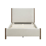 Julian Beige/Caramel Oak Full Upholstered Platform Bed from Homelegance - Luna Furniture