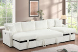 July Beige Double Storage Chaise Sectional with Pull Out Bed from Happy Homes - Luna Furniture