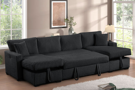 July Black Double Storage Chaise Sectional with Pull Out Bed from Happy Homes - Luna Furniture