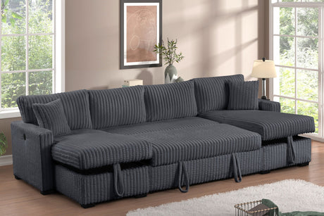July Charcoal Double Storage Chaise Sectional With Pull-Out Bed from Happy Homes - Luna Furniture