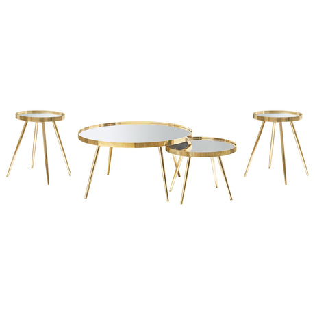 Kaelyn Gold 4-Piece Round Coffee and End Table Set from Coaster - Luna Furniture