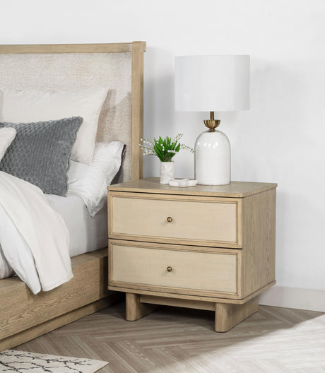Kailani Beige Oak 2-Drawer Nightstand from Coaster - Luna Furniture