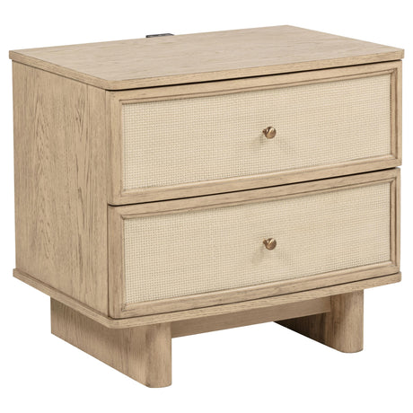 Kailani Beige Oak 2-Drawer Nightstand from Coaster - Luna Furniture