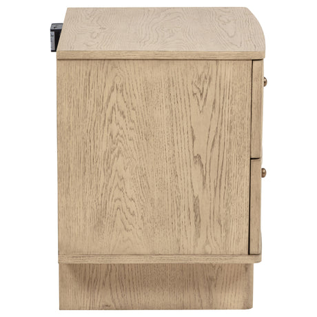 Kailani Beige Oak 2-Drawer Nightstand from Coaster - Luna Furniture