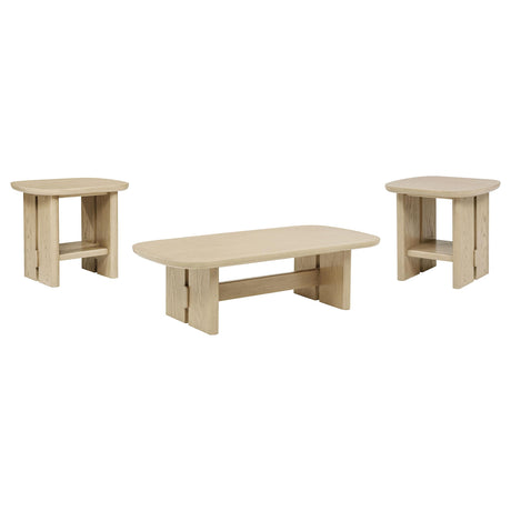 Kailani Beige Oak 3-Piece Coastal Coffee and End Table Set from Coaster - Luna Furniture