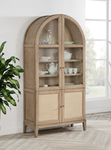 Kailani Beige Oak 4-Door Cane Dining Vitrine Display Cabinet from Coaster - Luna Furniture