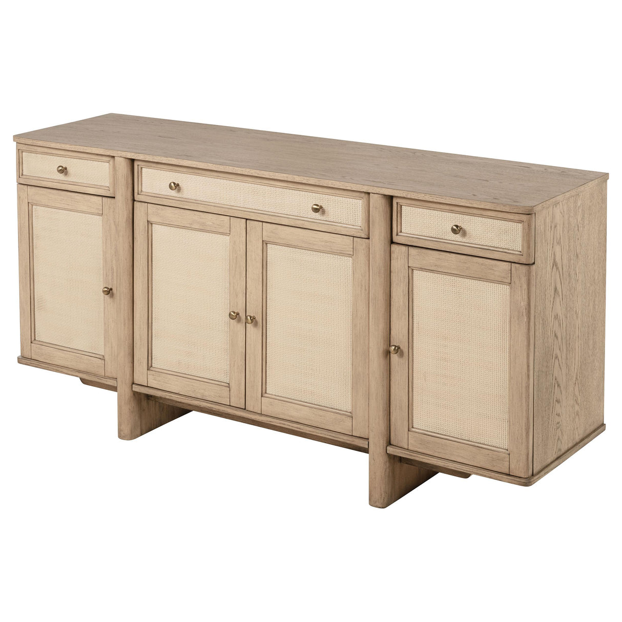 Kailani Beige Oak 4-Door Cane Sideboard Buffet Cabinet from Coaster - Luna Furniture
