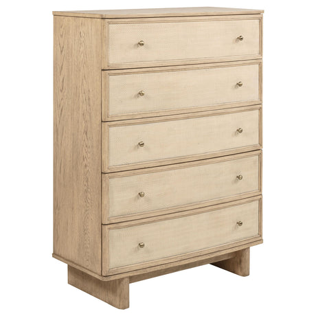Kailani Beige Oak 5-Drawer Chest from Coaster - Luna Furniture