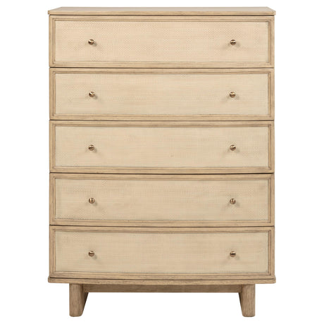 Kailani Beige Oak 5-Drawer Chest from Coaster - Luna Furniture