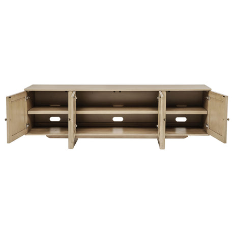 Kailani Beige Oak 79-inch 4-Door Cane TV Stand Media Console from Coaster - Luna Furniture
