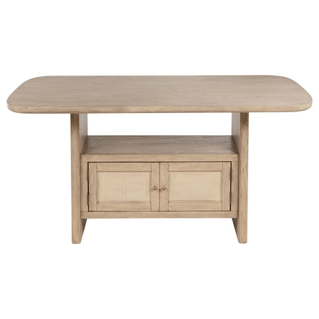 Kailani Beige Oak Cane Counter Height Storage Dining Table from Coaster - Luna Furniture