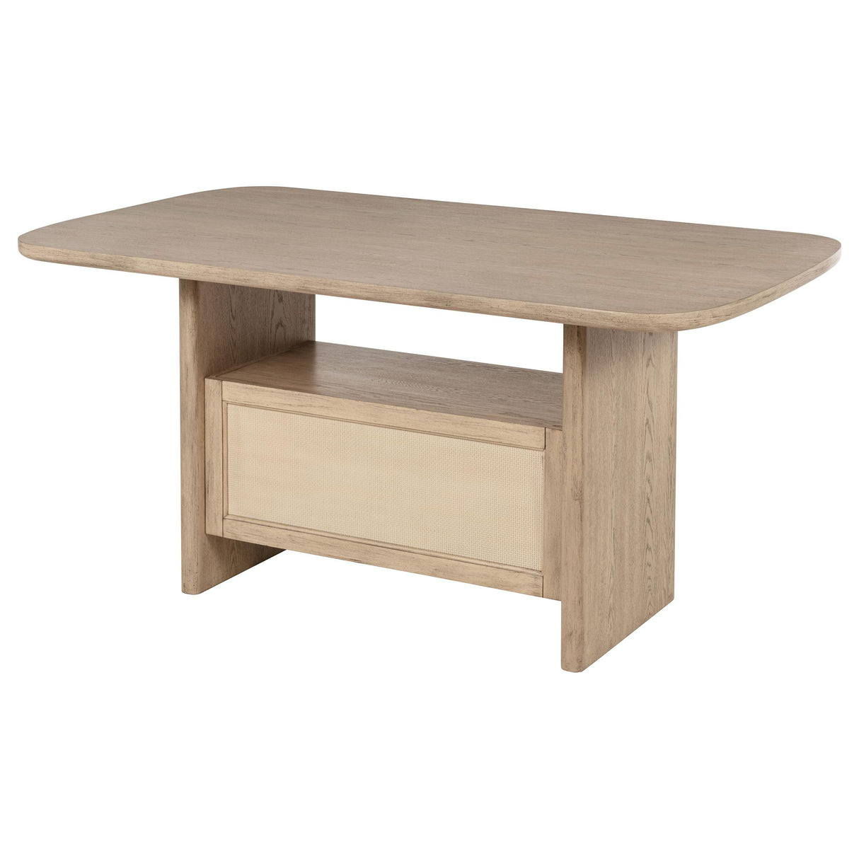 Kailani Beige Oak Cane Counter Height Storage Dining Table from Coaster - Luna Furniture