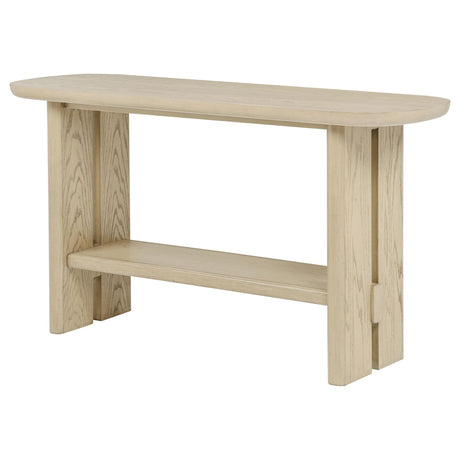Kailani Beige Oak Coastal Sofa Console Table with Shelf from Coaster - Luna Furniture
