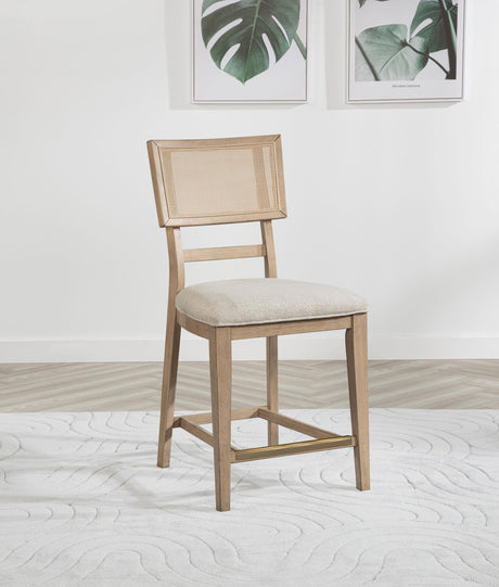 Kailani Beige Oak Radio Weave Cane Counter Dining Side Chair, Set of 2 from Coaster - Luna Furniture