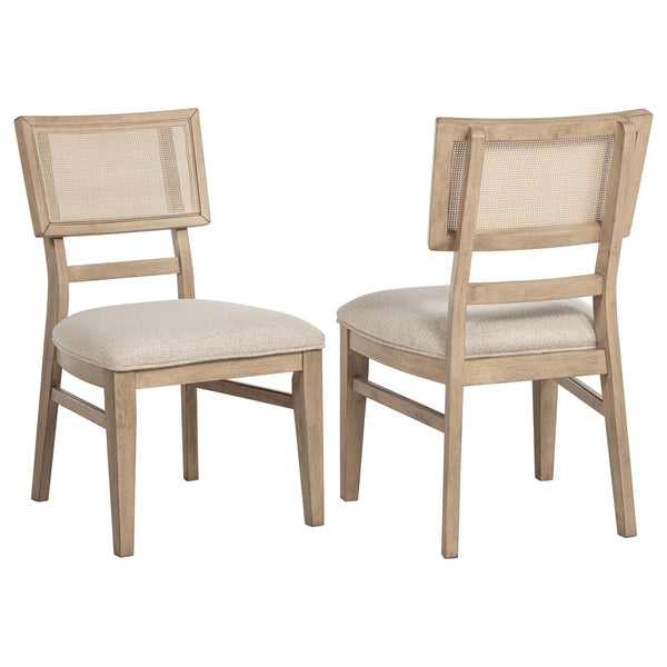 Kailani Beige Oak Radio Weave Cane Dining Side Chair, Set of 2