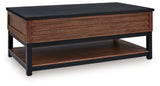 Kallari Warm Brown/Black Lift-Top Coffee Table from Ashley - Luna Furniture