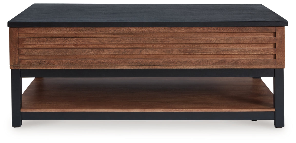 Kallari Warm Brown/Black Lift-Top Coffee Table from Ashley - Luna Furniture