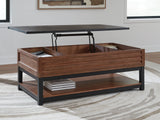 Kallari Warm Brown/Black Lift-Top Coffee Table from Ashley - Luna Furniture