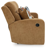 Kanlow Honey Reclining Loveseat with Console from Ashley - Luna Furniture