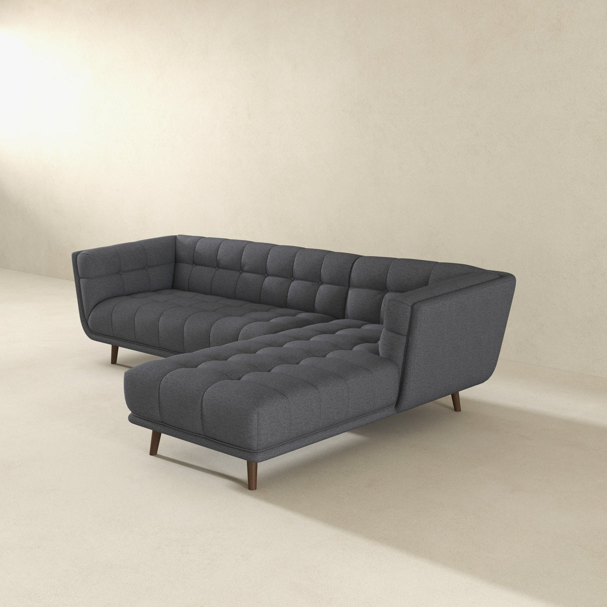Kano Ash Gray Fabric RAF Chaise Sectional from Ashcroft Furniture - Luna Furniture