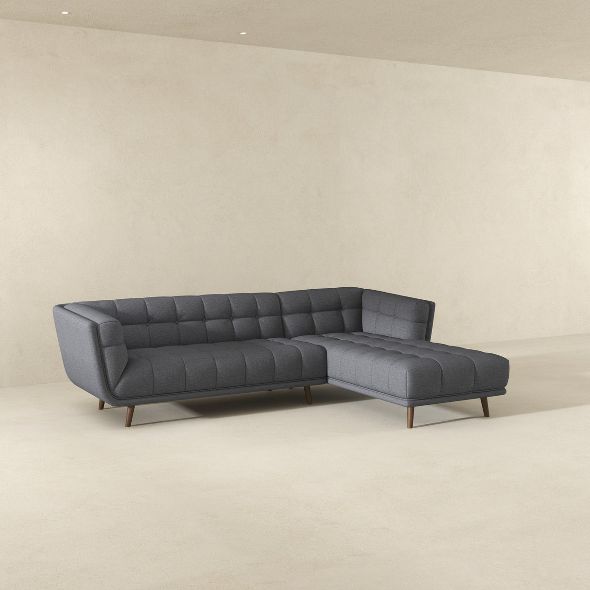 Kano Ash Gray Fabric RAF Chaise Sectional from Ashcroft Furniture - Luna Furniture