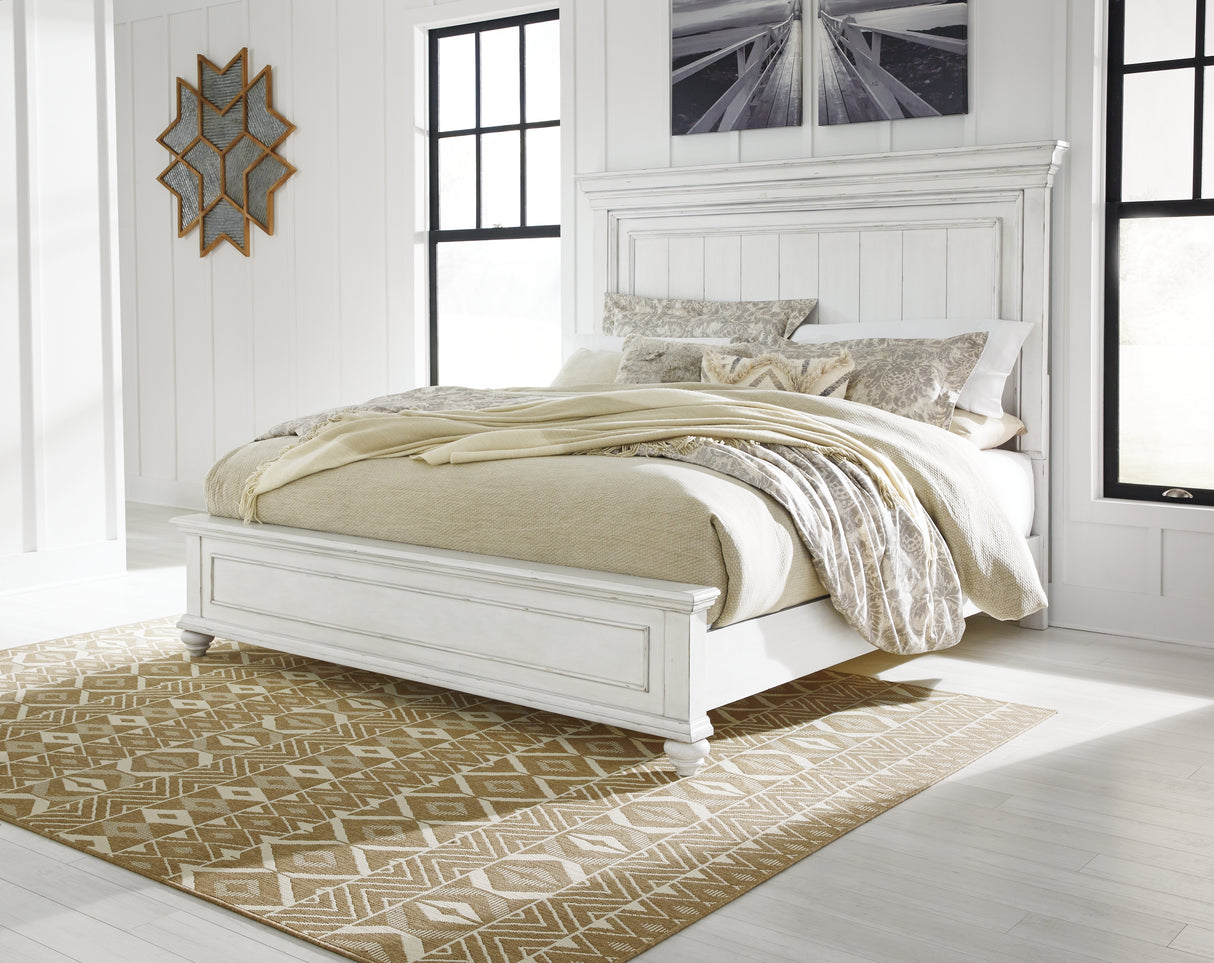 Kanwyn King Panel Bed with Dresser in Whitewash from Ashley - Luna Furniture