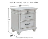 Kanwyn King Panel Bed with Storage with Mirrored Dresser, Chest and 2 Nightstands in Whitewash from Ashley - Luna Furniture