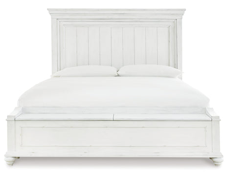 Kanwyn Queen Panel Bed with Storage with Dresser in Whitewash from Ashley - Luna Furniture