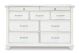 Kanwyn Queen Panel Bed with Storage with Dresser in Whitewash from Ashley - Luna Furniture