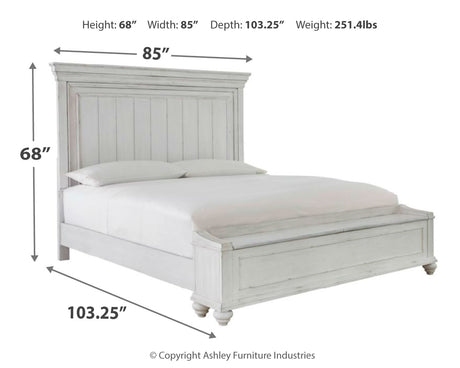 Kanwyn Queen Panel Bed with Storage with Dresser in Whitewash from Ashley - Luna Furniture