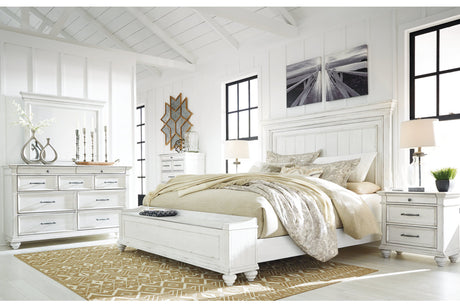 Kanwyn Whitewash California King Panel Bed from Ashley - Luna Furniture