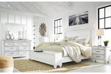 Kanwyn Whitewash California King Panel Bed with Storage Bench from Ashley - Luna Furniture