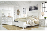 Kanwyn Whitewash California King Panel Bed with Storage Bench from Ashley - Luna Furniture