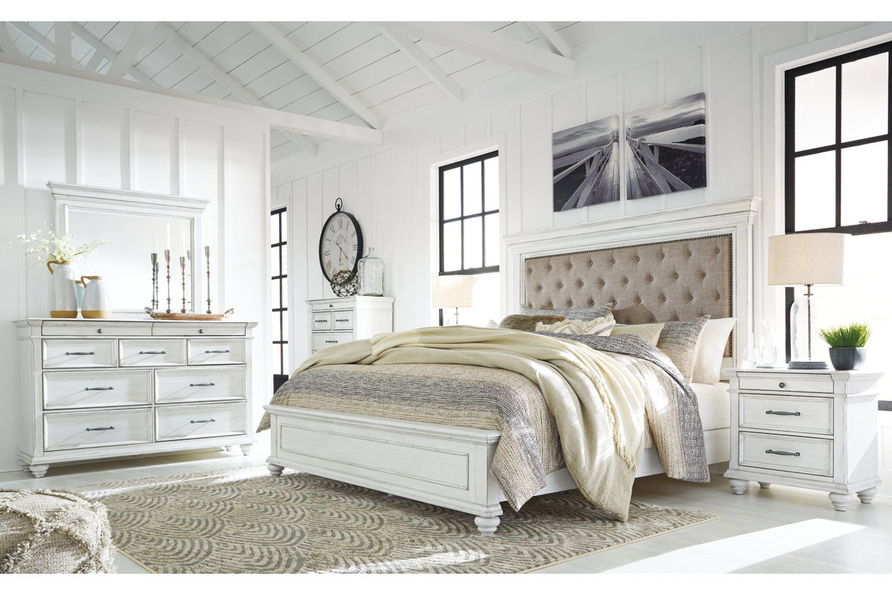 Kanwyn Whitewash California King Panel Bed B777B13 – Luna Furniture