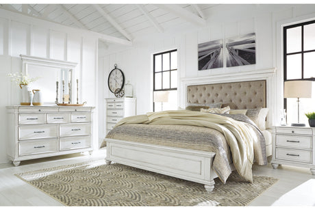 Kanwyn Whitewash California King Upholstered Panel Bed from Ashley - Luna Furniture