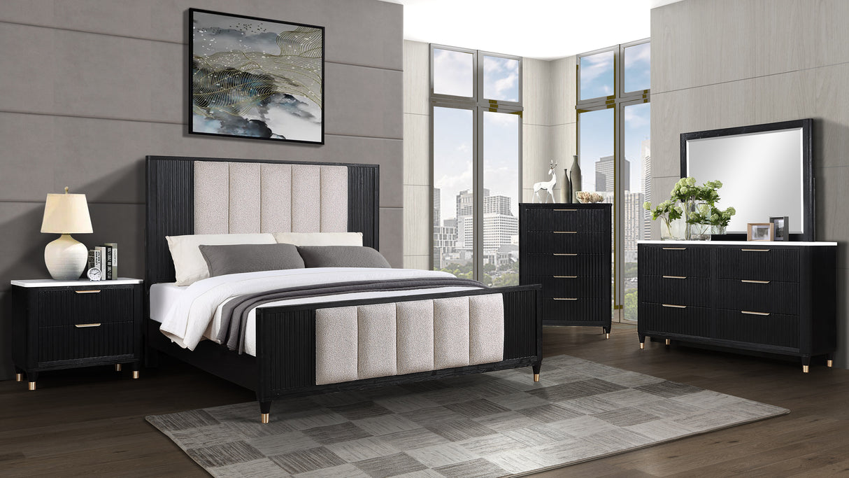 Kara Black Queen Panel Bed from Crown Mark - Luna Furniture