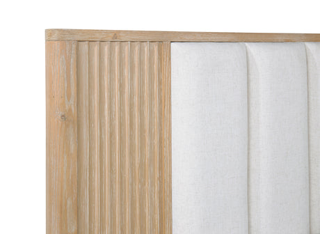 Kara Cerused Natural King Upholstered Panel Bed from Crown Mark - Luna Furniture