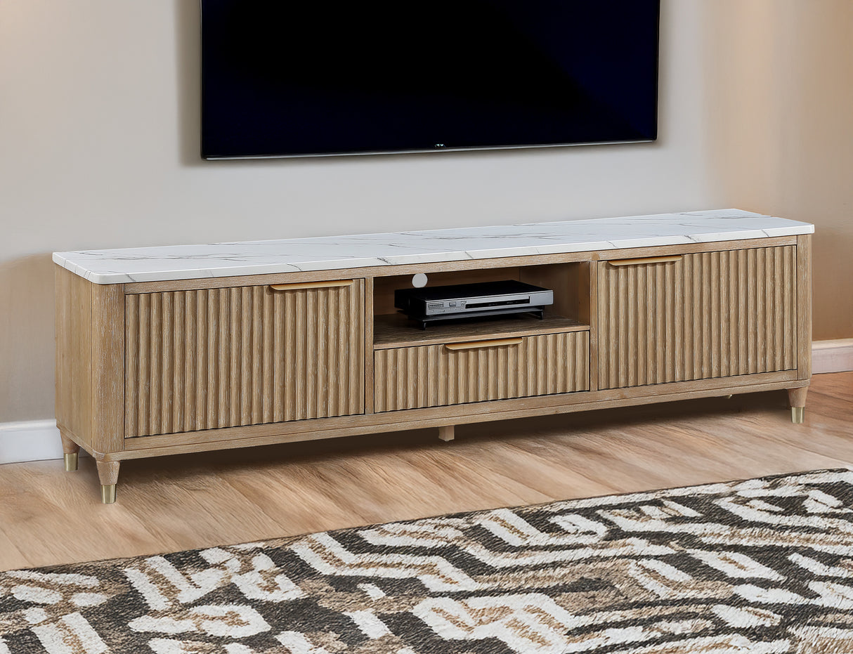 Kara Cerused Natural TV Stand from Crown Mark - Luna Furniture