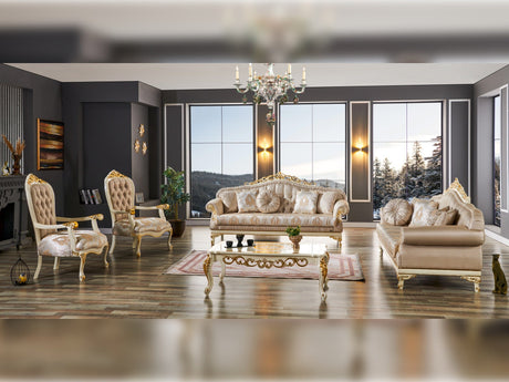 Kardelen Cream 2-Piece Living Room Set (1 Sofa & 1 Loveseat) from Furnia - Luna Furniture