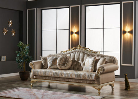 Kardelen Cream 2-Piece Living Room Set (1 Sofa & 1 Loveseat) from Furnia - Luna Furniture