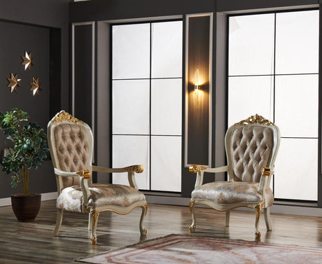 Kardelen Cream 2-Piece Living Room Set (1 Sofa & 1 Loveseat) from Furnia - Luna Furniture