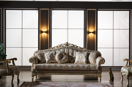 Kardelen Cream 2-Piece Living Room Set (1 Sofa & 1 Loveseat) from Furnia - Luna Furniture