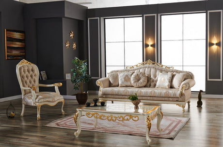 Kardelen Cream 2-Piece Living Room Set (1 Sofa & 1 Loveseat) from Furnia - Luna Furniture