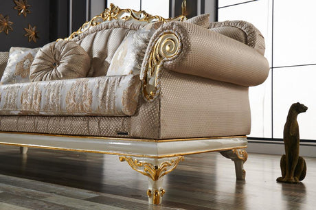 Kardelen Cream 2-Piece Living Room Set (1 Sofa & 1 Loveseat) from Furnia - Luna Furniture
