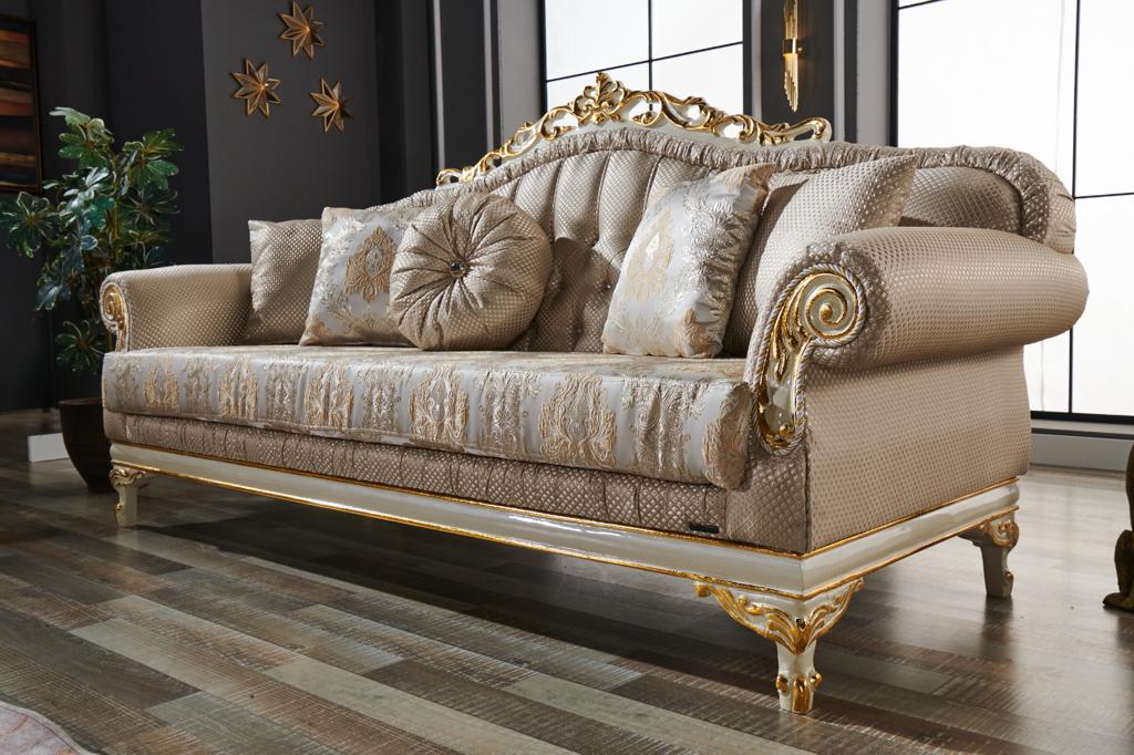 Kardelen Cream 2-Piece Living Room Set (1 Sofa & 1 Loveseat) from Furnia - Luna Furniture
