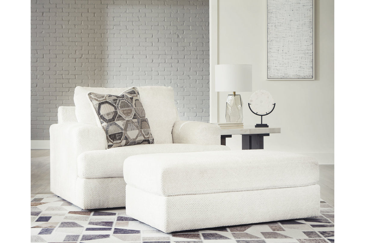 Karinne Linen Oversized Chair and Ottoman from Ashley Furniture - Luna Furniture