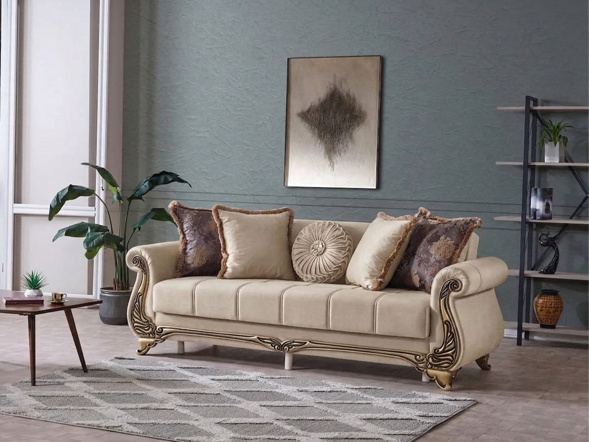 Karizma Cream Convertible Sofa from Furnia - Luna Furniture