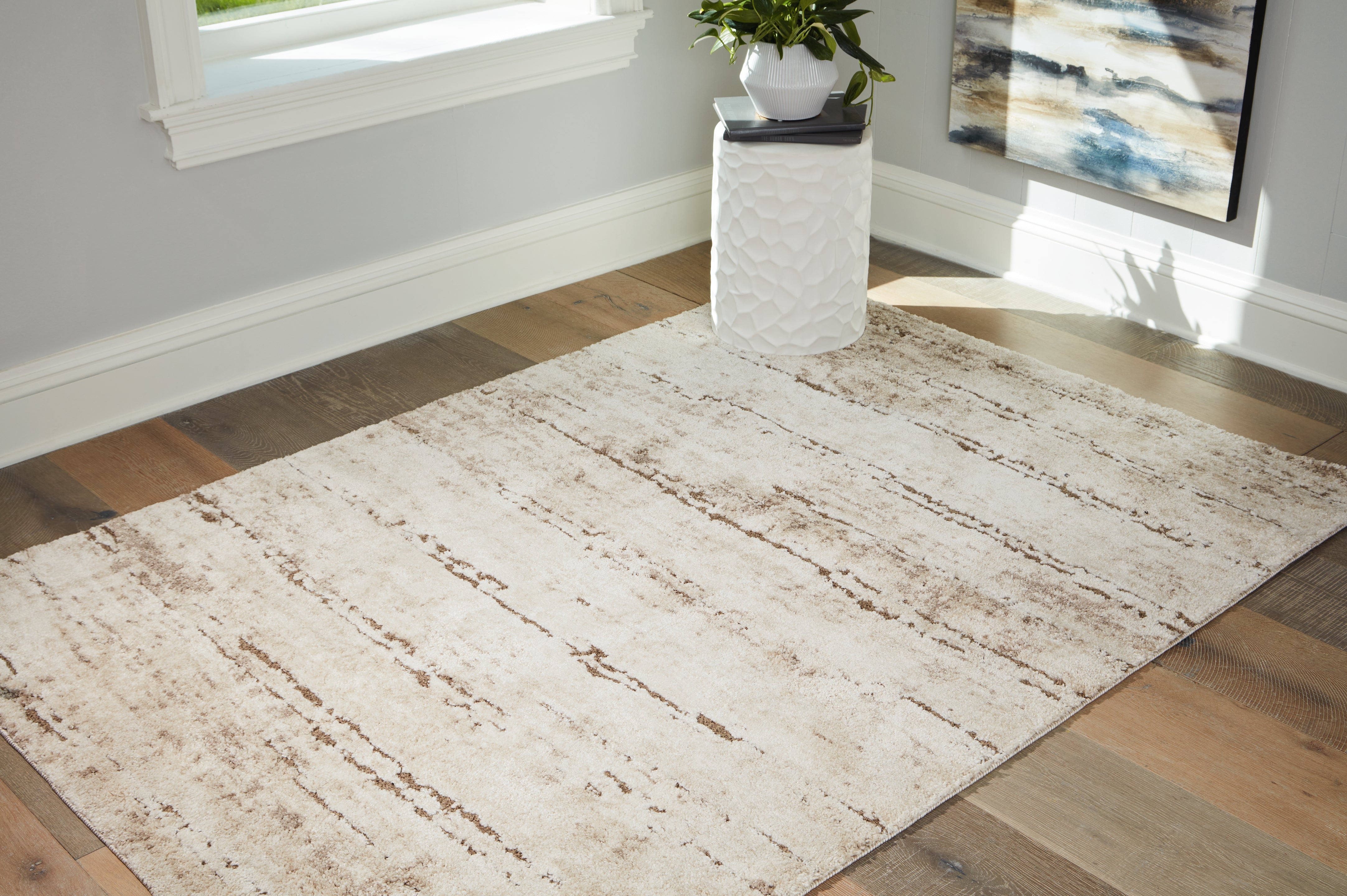 〈 ALYSI 〉コットンガウン Kasney Cream/Brown Large Rug - Luna Furniture