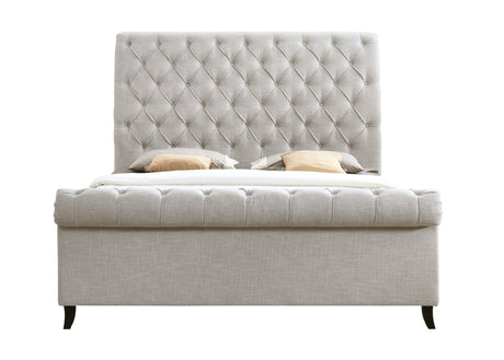 Kate Light Gray Queen Upholstered Sleigh Platform Bed from Crown Mark - Luna Furniture